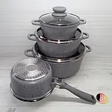 Набір казанів Edenberg EB-9181 8 предметів з мармуровим покриттям, фото 2