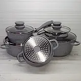 Набір казанів Edenberg EB-9181 8 предметів з мармуровим покриттям, фото 3