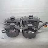 Набір казанів Edenberg EB-9181 8 предметів з мармуровим покриттям, фото 5