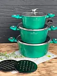 Набір каструль казанів з мармуровим покриттям Edenberg EB-7427 Зелений, фото 4