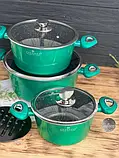 Набір каструль казанів з мармуровим покриттям Edenberg EB-7427 Зелений, фото 7