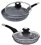 Пательня з кришкою 22 см UNIQUE UN-5114-22 з антипригарним гранітним покриттям, фото 3