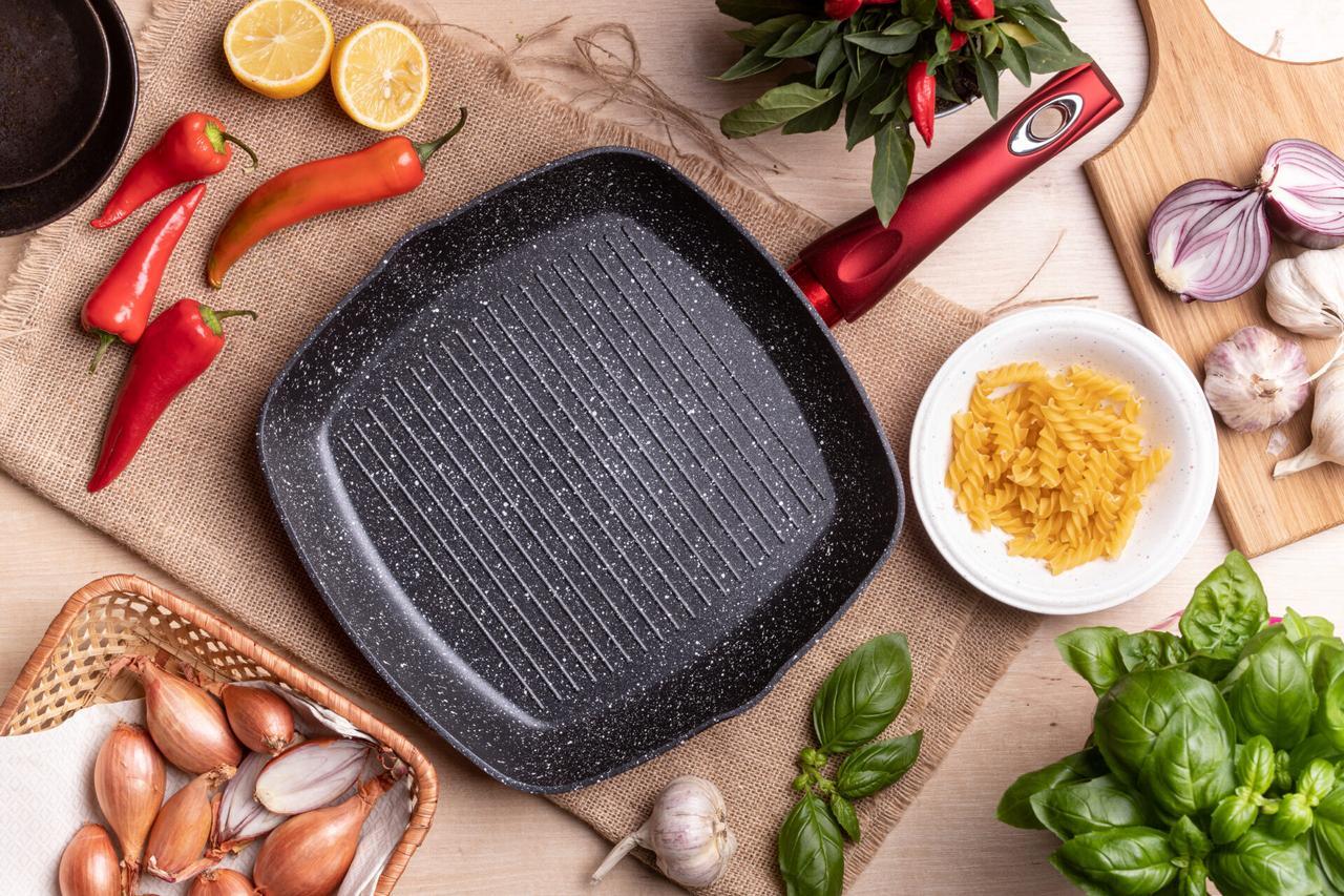 Сковорода гриль 28 см Edenberg EB-7414 квадратна з мармуровим покриттям, фото 1