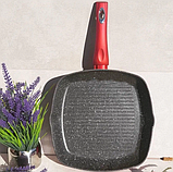 Сковорода гриль 28 см Edenberg EB-7414 квадратна з мармуровим покриттям, фото 2