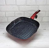 Сковорода гриль 28 см Edenberg EB-7414 квадратна з мармуровим покриттям, фото 6