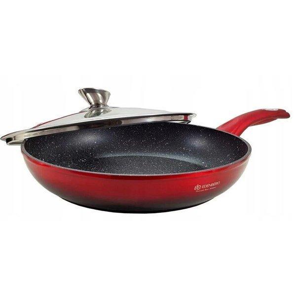 Універсальна сковорода 28 см з кришкою та антипригарним мармуровим покриттям Edenberg EB-3340, фото 1