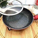 Універсальна сковорода 28 см з кришкою та антипригарним мармуровим покриттям Edenberg EB-3340, фото 3