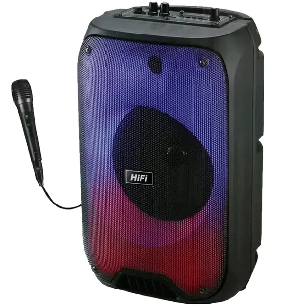 Портативна музична колонка з підсвічуванням Bluetooth RX-6168 10W з мікрофоном, фото 1