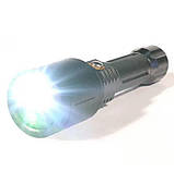 Ліхтар ручний CK007-T6 із зеленим лазером 1х18650/3xAAA/ЗУ 220V/zoom/Box, фото 3