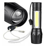 Ліхтар ручний Police 511-XPE+COB Li-Ion / microUSB / zoom / Box кишеньковий ліхтарик акумуляторний, фото 4
