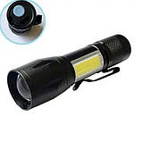 Ліхтар ручний 513/NB-666-XPE з COB підсвічуванням Li-Ion / microUSB / zoom / Box кишеньковий ліхтарик акумуляторний, фото 2