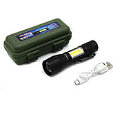 Ліхтар ручний 513/NB-666-XPE з COB підсвічуванням Li-Ion / microUSB / zoom / Box кишеньковий ліхтарик акумуляторний, фото 3