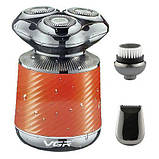 Електробритва VGR V-391 orange для чоловіків, роторна для вологого та сухого гоління, 2 насадки, IPX7, фото 2