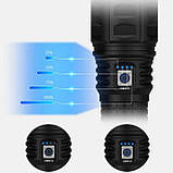 Ліхтар ручний AK138 white laser led PM60-TG, 4х18650, power bank, чохол, індикація заряду, Type-C, zoom Box, фото 6