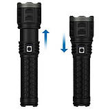 Ліхтар ручний AK138 white laser led PM60-TG, 4х18650, power bank, чохол, індикація заряду, Type-C, zoom Box, фото 7