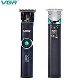 Універсальна машинка тример для стрижки волосся VGR V-671 акумуляторний з набором насадок і LED дисплеєм, фото 4