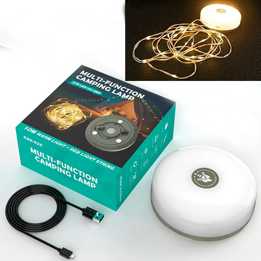Водонепроникний підвісний ліхтар з гірляндою для кемпінгу KXK-828 довжина 10 м, фото 1