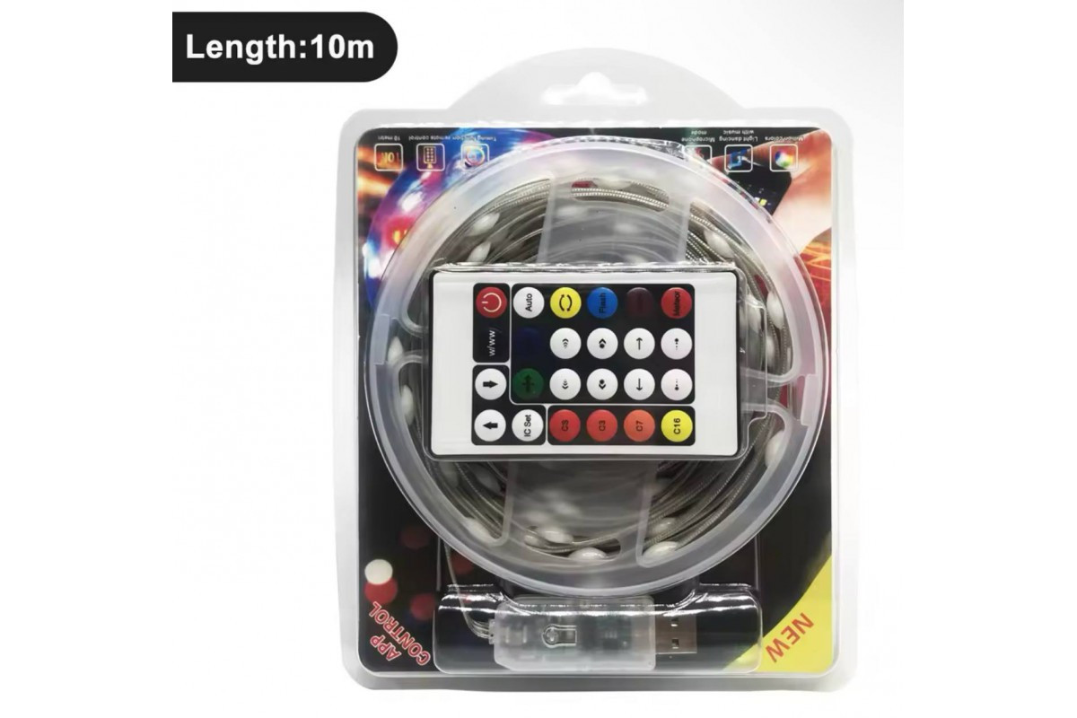 Водонепроникна світлодіодна стрічка з пультом 15 Вт 10м, фото 1