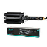 Потрійна плойка для завивки волосся VGR V-591 три хвилі діаметром 25 мм, фото 4