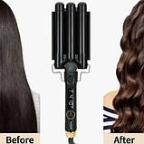 Потрійна плойка для завивки волосся VGR V-591 три хвилі діаметром 25 мм, фото 5