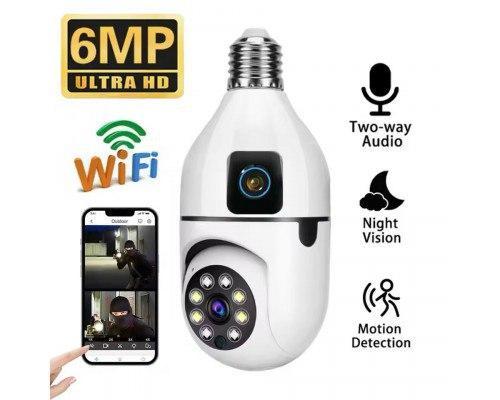 Зовнішня камера E28B у вигляді лампочки, цоколь E27, з подвійним об'єктивом і нічним баченням, фото 1