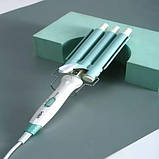 Потрійна плойка хвиля для завивки волосся VGR V-595 з щипцями діаметром 22 мм, фото 4