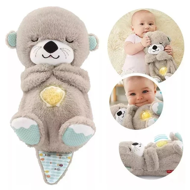 М'яка дитяча інтерактивна іграшка, що світиться, Видра дихаюча Біжева, фото 1