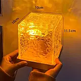 Кришталевий нічник Куб із 3 змінними кольорами та ефектом водяної хвилі, фото 5
