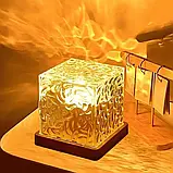 Кришталевий нічник Куб із 3 змінними кольорами та ефектом водяної хвилі, фото 10