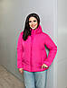 Жіноча зручна весняна стьобана куртка з коміром-стійкою та зйомним капюшоном, батал великі розміри, фото 10