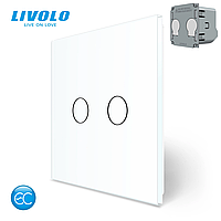 Комплект бездротовий сенсорний вимикач з реле 2 канали Livolo білий скло (VL-XR008-W/FC2Z2-2G)