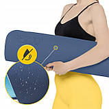 Килимок (мат) спортивний 4FIZJO TPE 180 x 60 x 0.6 см для йоги та фітнесу Blue/Sky Blue (P-5907739310132), фото 6