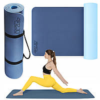 Килимок (мат) спортивний 4FIZJO TPE 180 x 60 x 0.6 см для йоги та фітнесу 4FJ0373 Blue/Sky Blue