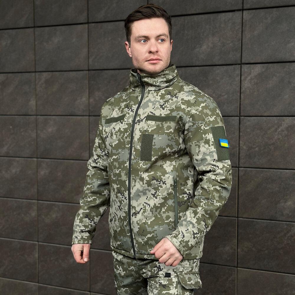 Демісезонна Куртка Soft Shell панелі Velcro від 0 до +15 колір Піксель, фото 1