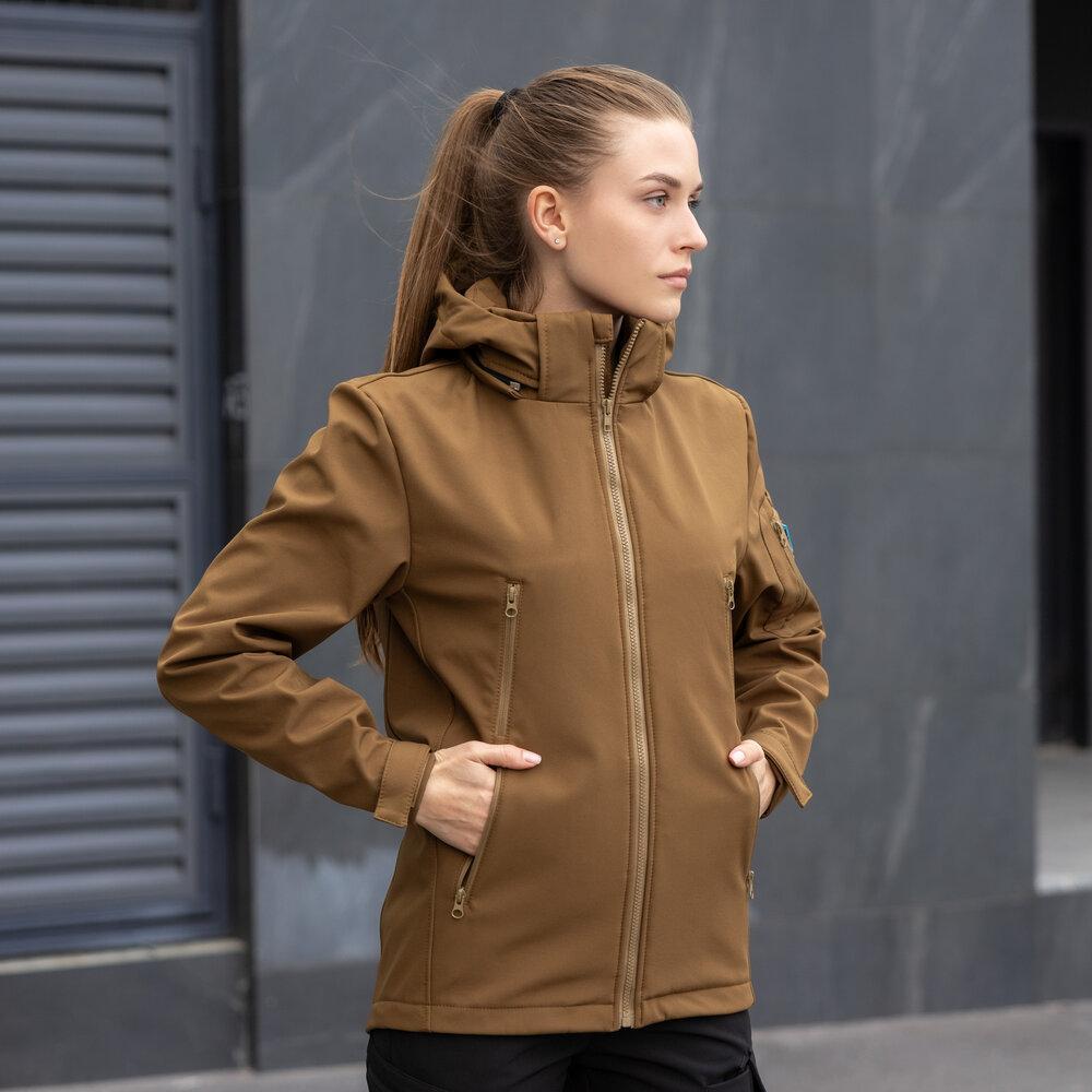 Демісезонна Жіноча Куртка Soft Shell панелі Velcro Койот, фото 1