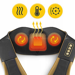 Накидка-масажер 4FIZJO Shiatsu Pro+ для шиї та спини Black/Gold (P-5907739312358), фото 4