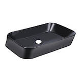 Комплект Qtap Scorpio: Раковина накладна прамокутна 550х390х120 мм Matt Black + Донний клапан PU03, фото 4