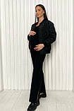 Стильні чорні штани для вагітних з високою трикотажною вставкою на животик S, фото 3