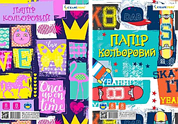 Набір кольорового паперу А4 8 арк 8 кол скоба газетка