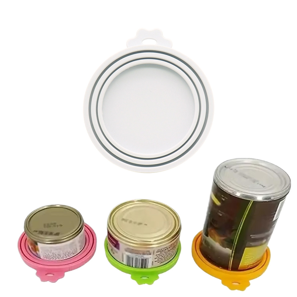 Багаторазова кришка силіконова 3 в 1 для звичайних та консервних банок, харчові, для кухні, біла 29297, фото 1