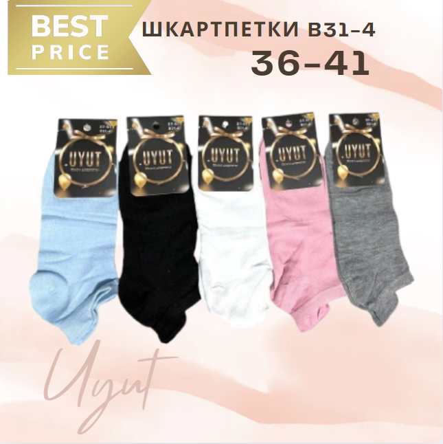 Легкі та комфортні жіночі шкарпетки Затишок 36-41. Короткий. YU227