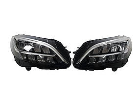 Передні фари Led High Performance ( комплектні з лого ) на мерседес C-клас W205 2018-2021 року
