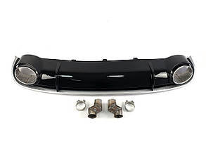 Дифузор ( заднього бампера ) Black Silver / Chrome Pipe ( в стилі RS4 ) на Audi A4 B8 2007-2011 року, фото 1