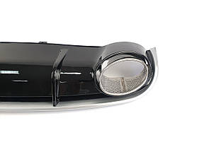 Дифузор ( заднього бампера ) Black Silver / Chrome Pipe ( в стилі RS4 ) на Audi A4 B8 2007-2011 року, фото 4