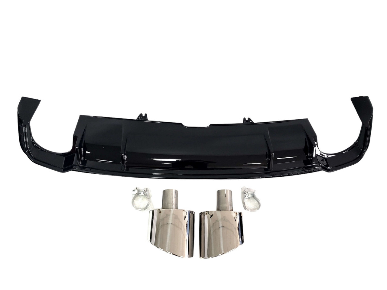 Дифузор ( заднього бампера ) Full Black / Chrome Pipe ( в стилі RS5 ) S-Line  на Audi A5 B9 2016-2020 року