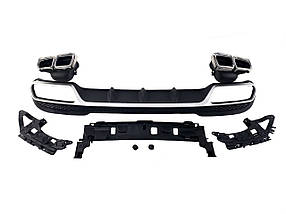 Дифузор ( заднього бампера ) Silver Black / Chrome Pipe ( стиль AMG E63 ) на мерседес E-клас W212 2013-2016 року