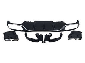 Дифузор ( заднього бампера ) Chrome Black / Chrome Pipe ( стиль E63 ) Normal на мерседес E-клас W213 2016-2020 року