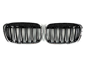 Решітка радіатора Чорні Глянець Хром Рамка ( Подвійні M-Look ) на бмв X1 F48 2015-2019 року