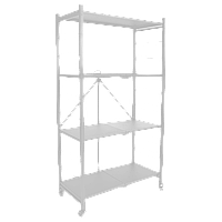 Стелаж на 4 полиці металевий складаний на колесах білий