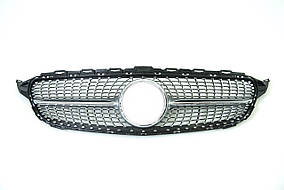 Решітка радіатора Silver ( без місця під камеру ) Diamond на мерседес C-клас W205 2018-2021 року